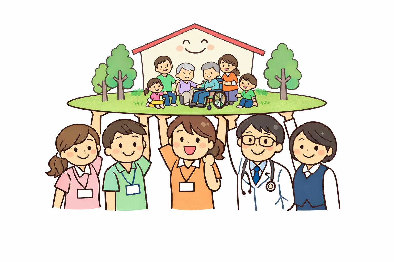 多職種連携で支えるイメージ