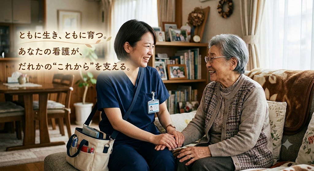 ともに生き、ともに育つ。あなたの看護が、だれかのこれからを支えるイラスト